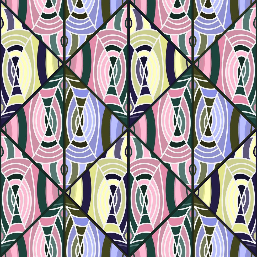 mooi mozaïek- van lijnen naadloos patroon in makkie stijl. hand- getrokken abstract wijnoogst ornament. vector