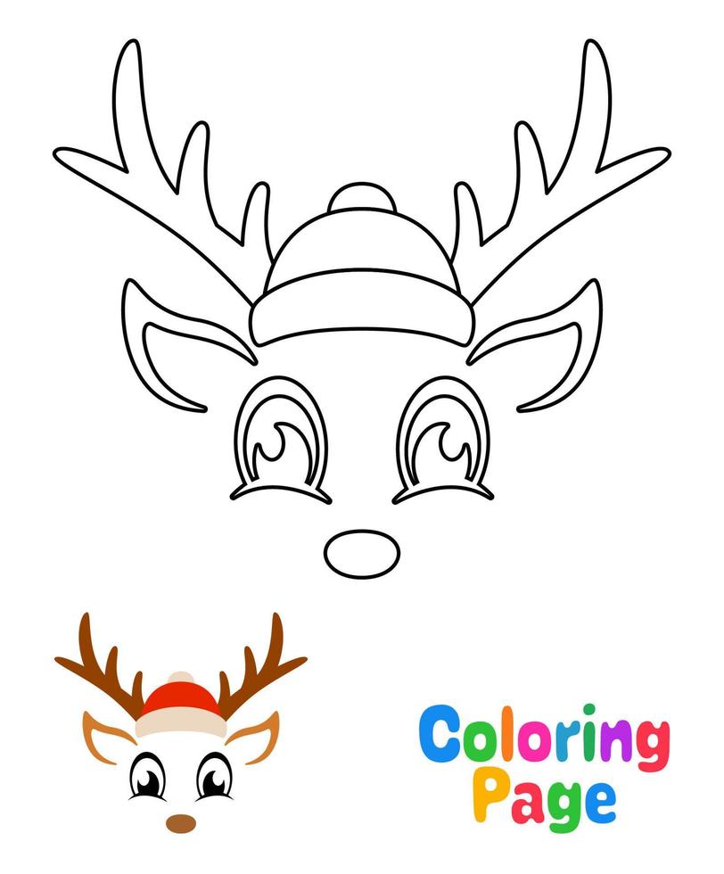 kleur bladzijde met rendier gezicht voor kinderen vector