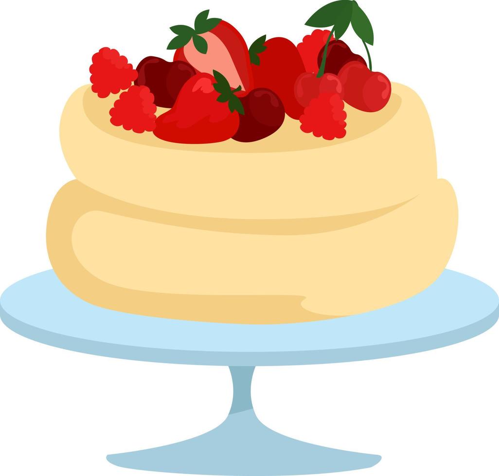 pavlova taart, illustratie, vector Aan wit achtergrond