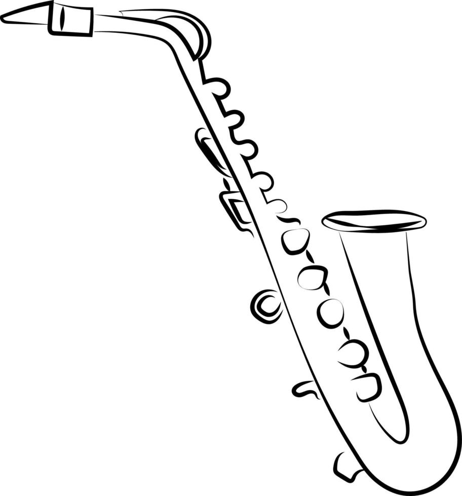 saxofoon instrument, illustratie, vector Aan wit achtergrond.
