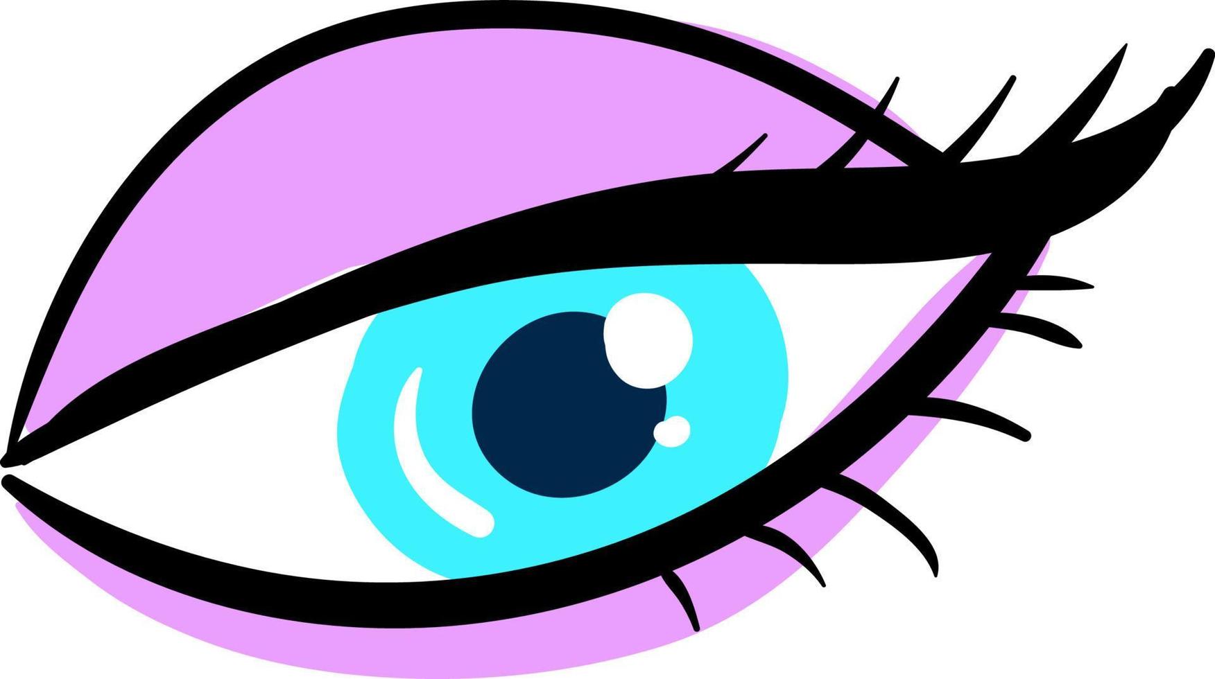 mooi blauw oog, illustratie, vector Aan wit achtergrond.