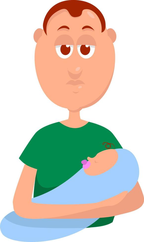 vader Holding baby, illustratie, vector Aan wit achtergrond