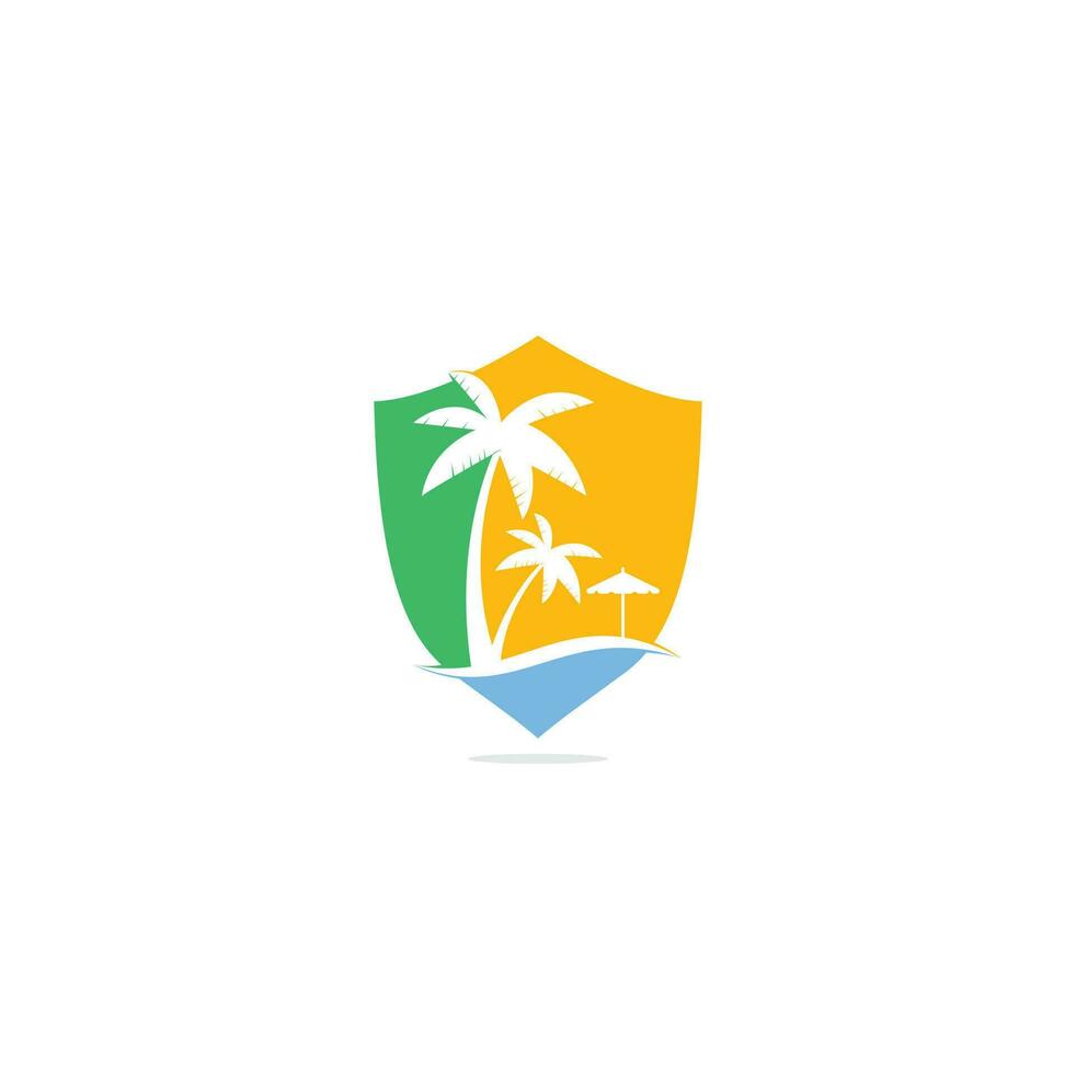 strand logo ontwerp sjabloon. zomer logo ontwerpen. tropisch strand en palm boom logo ontwerp. vector