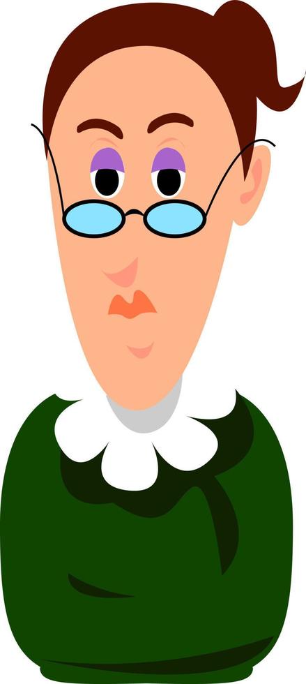 vrouw met bril, illustratie, vector Aan wit achtergrond.