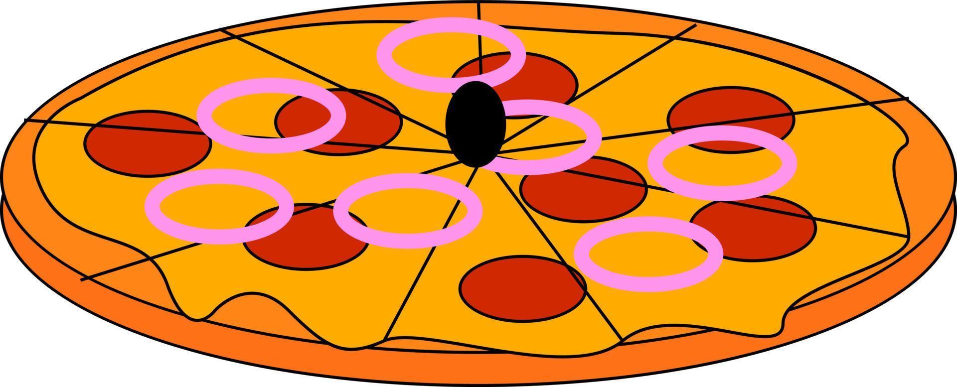 pizza met ui, illustratie, vector Aan wit achtergrond