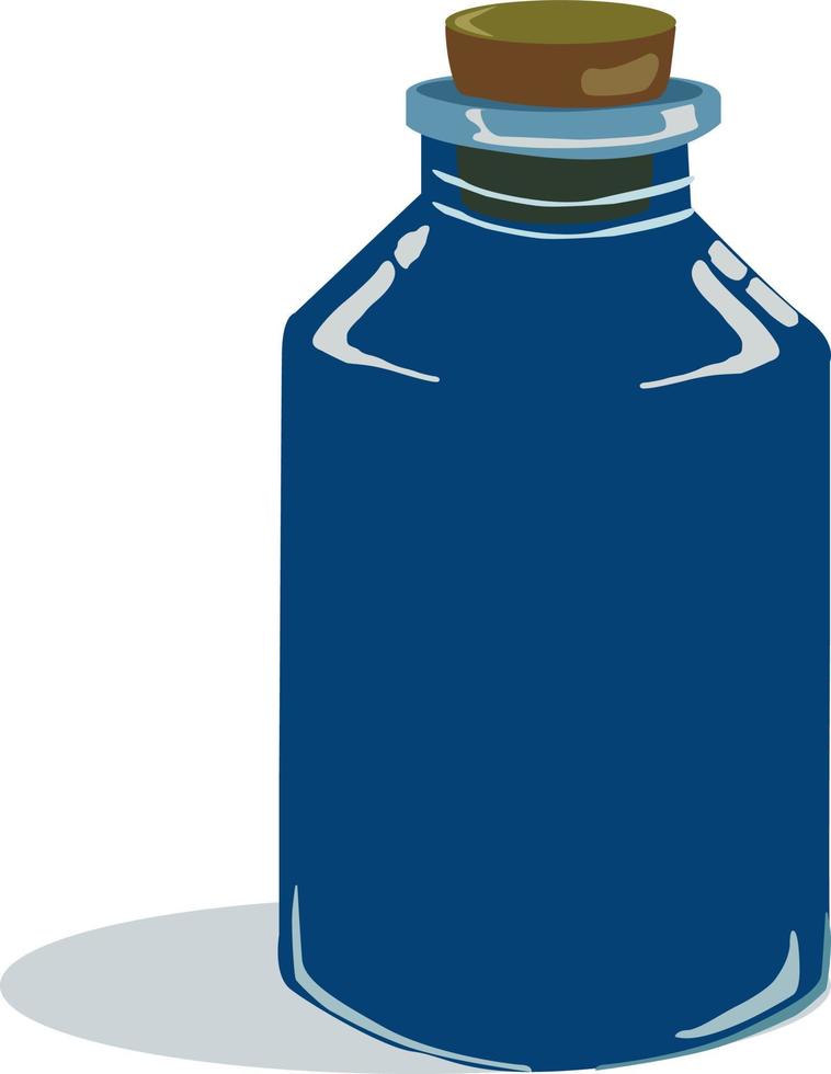 blauw fles, illustratie, vector Aan wit achtergrond.