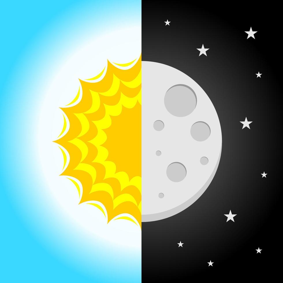 maan en zon icoon. dag nacht vector illustratie. maan en zon logo. dag nacht gemakkelijk teken.