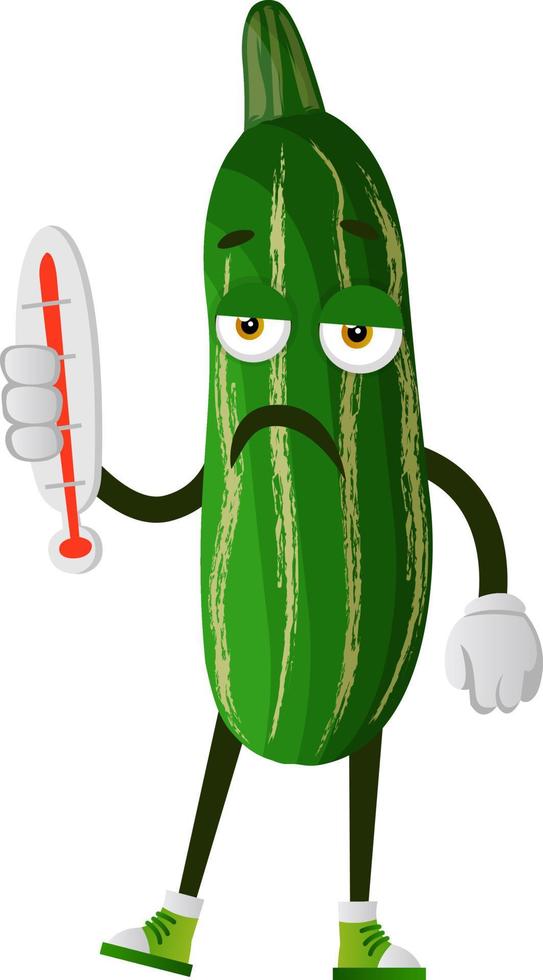 ziek komkommer, illustratie, vector Aan wit achtergrond.
