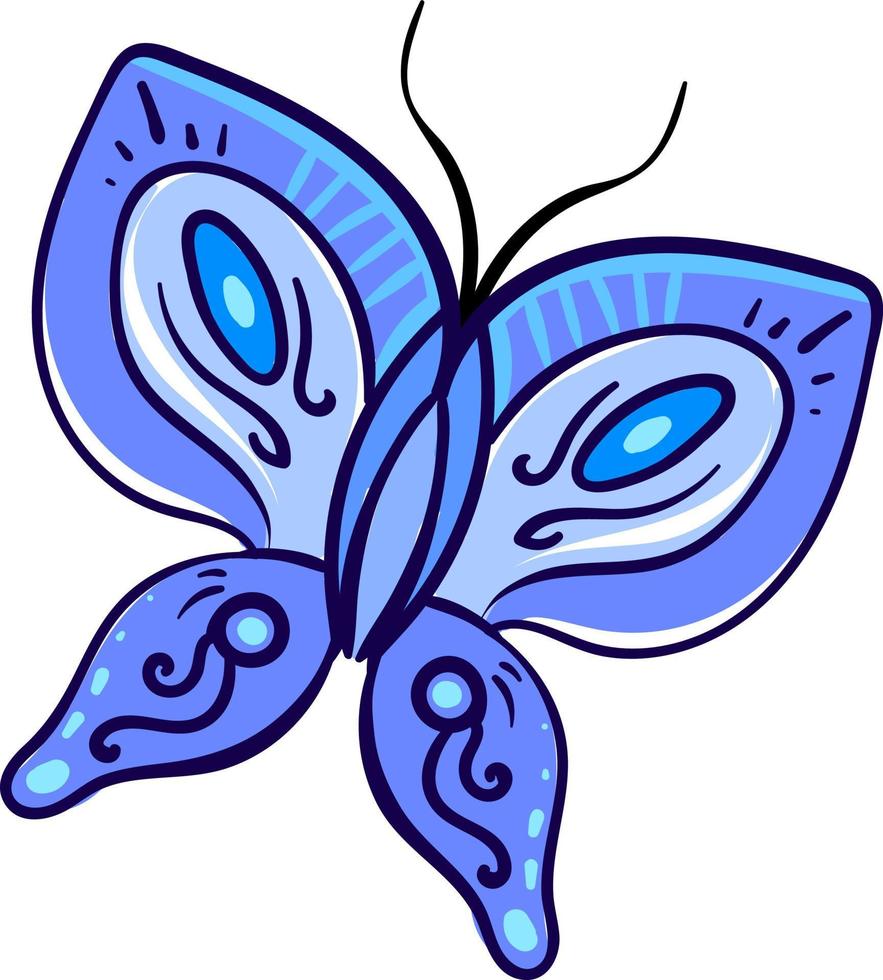 blauw vlinder, illustratie, vector Aan een wit achtergrond.
