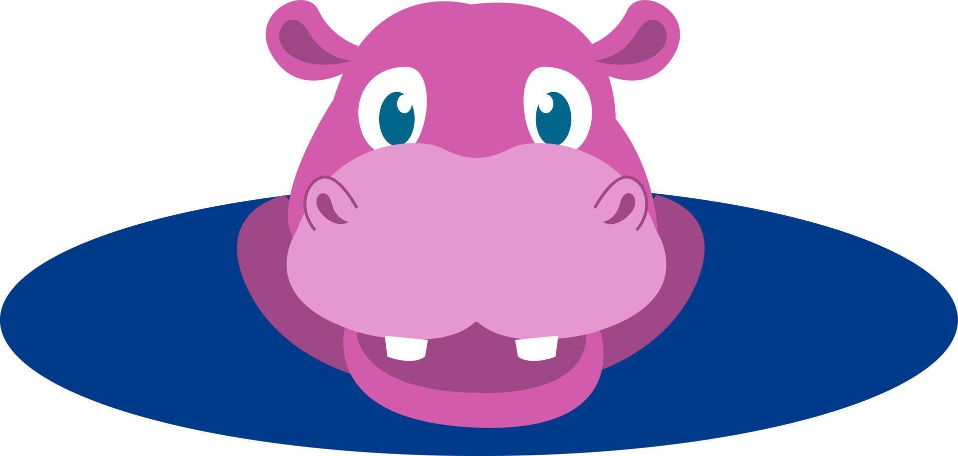 roze nijlpaard, illustratie, vector Aan wit achtergrond.