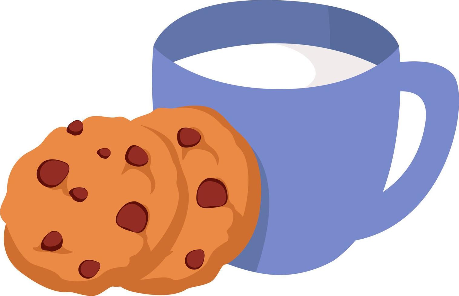 koekjes en melk, illustratie, vector Aan een wit achtergrond.