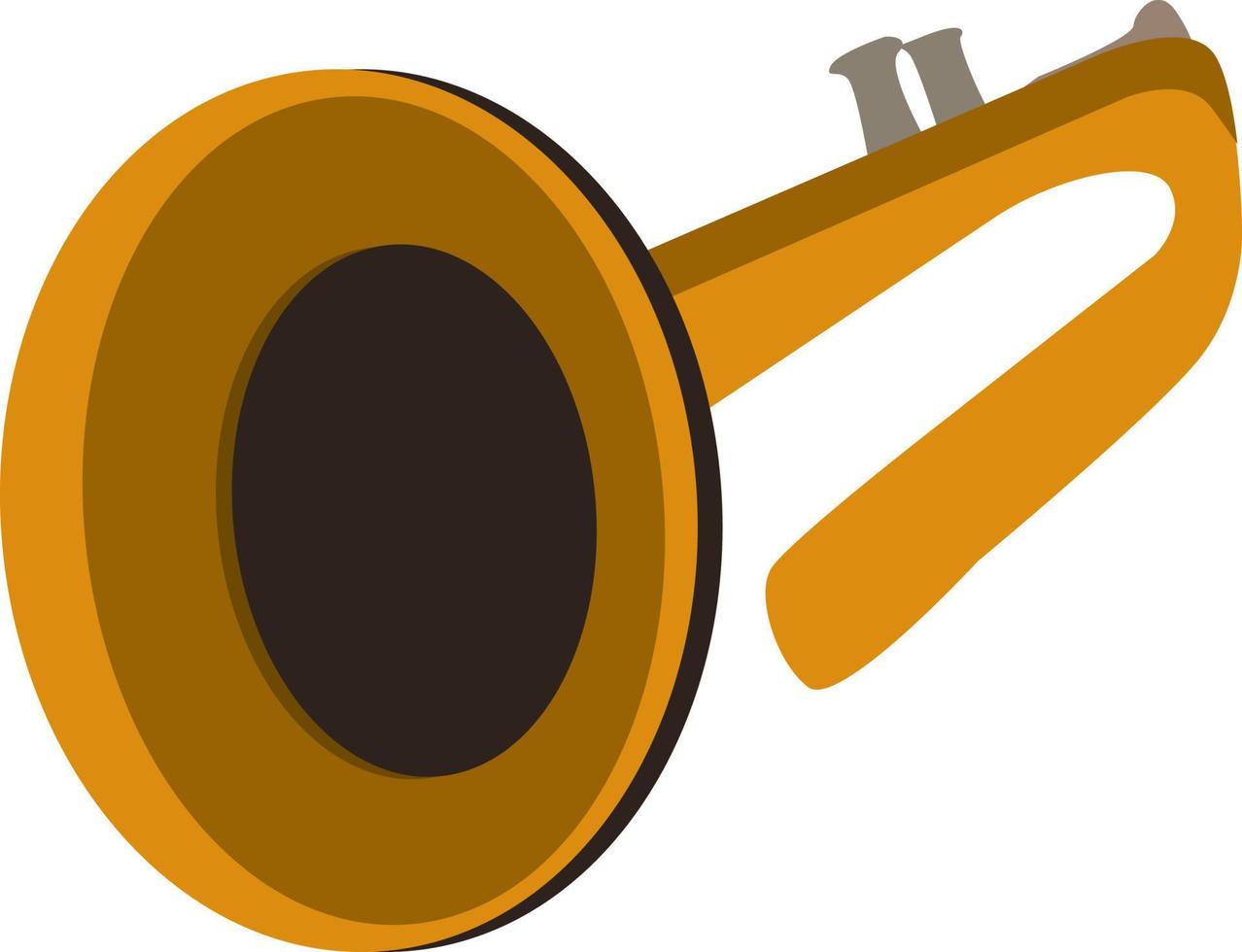 geel trompet, illustratie, vector Aan wit achtergrond.