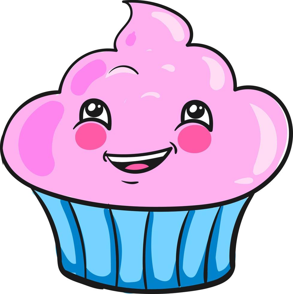 gelukkig roze taart, illustratie, vector Aan wit achtergrond