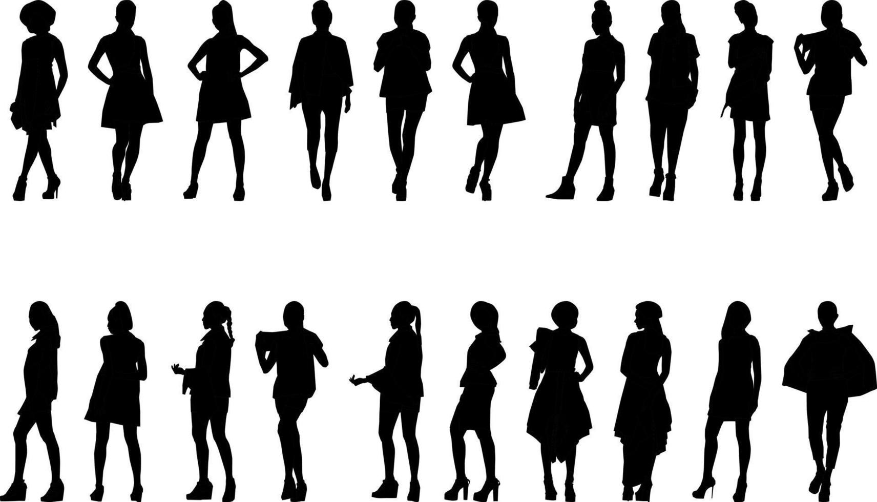 modieus vrouwen werkzaamheid silhouet, hoog oplossing, en realistisch. vector