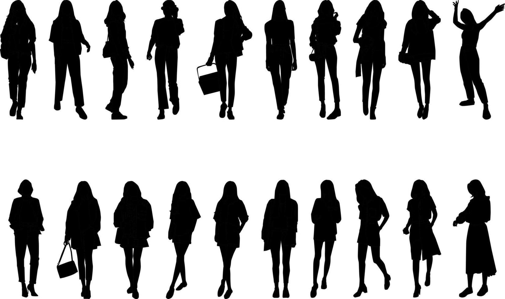 modieus vrouwen werkzaamheid silhouet, hoog oplossing, en realistisch. vector