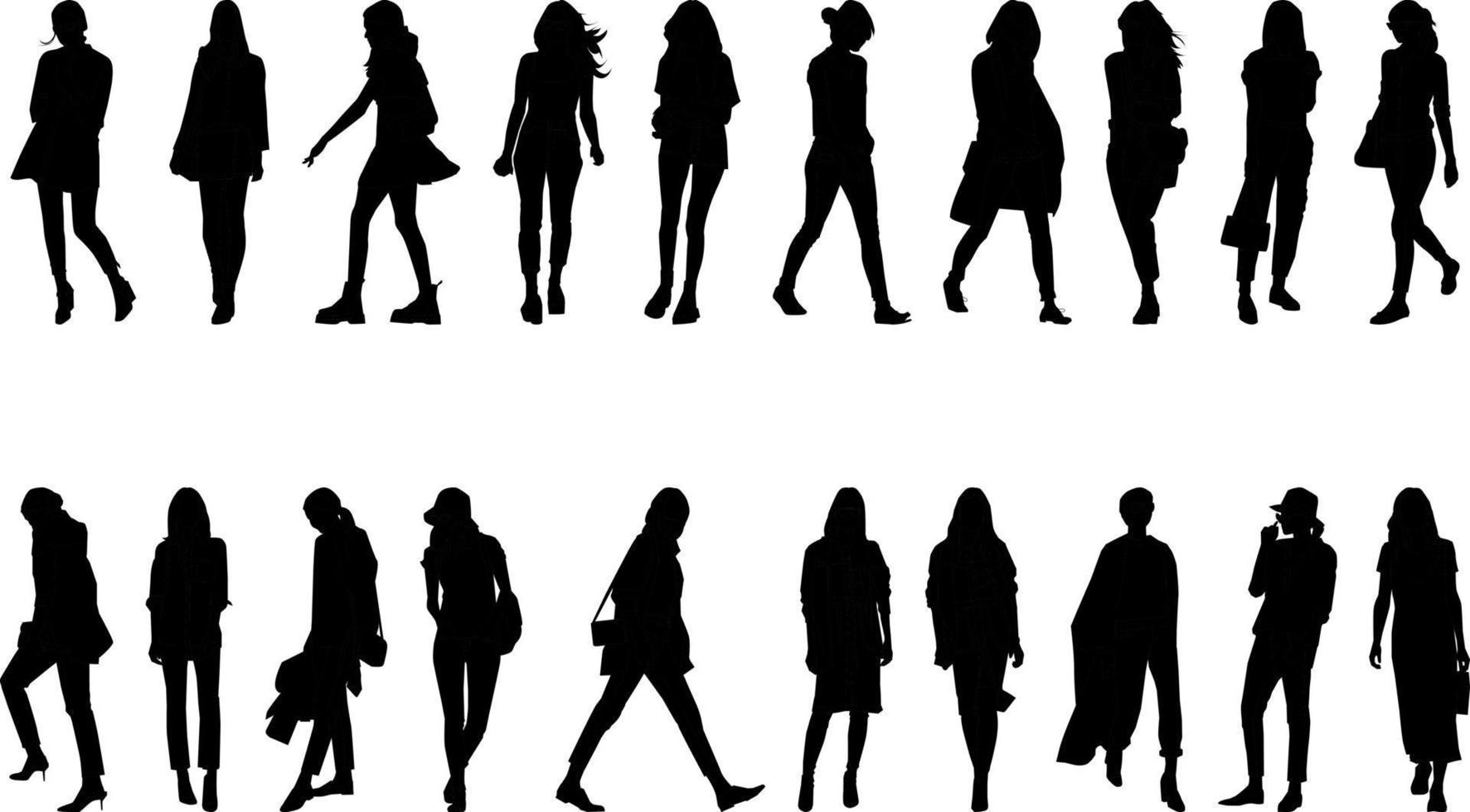 modieus vrouwen werkzaamheid silhouet, hoog oplossing, en realistisch. vector