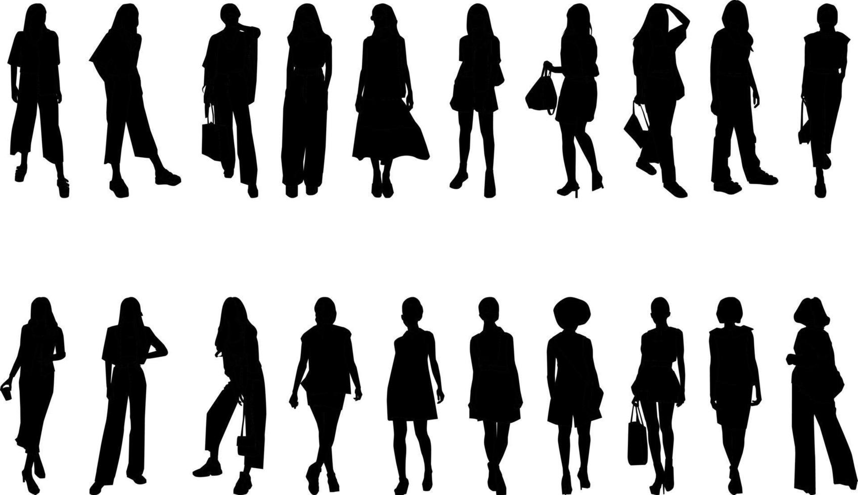 modieus vrouwen werkzaamheid silhouet, hoog oplossing, en realistisch. vector