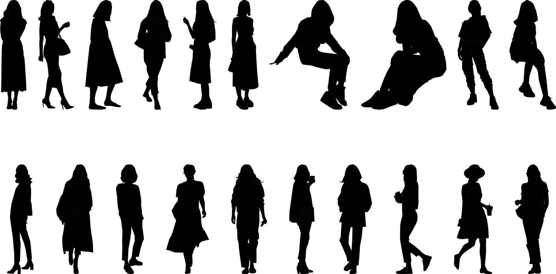 modieus vrouwen werkzaamheid silhouet, hoog oplossing, en realistisch. vector