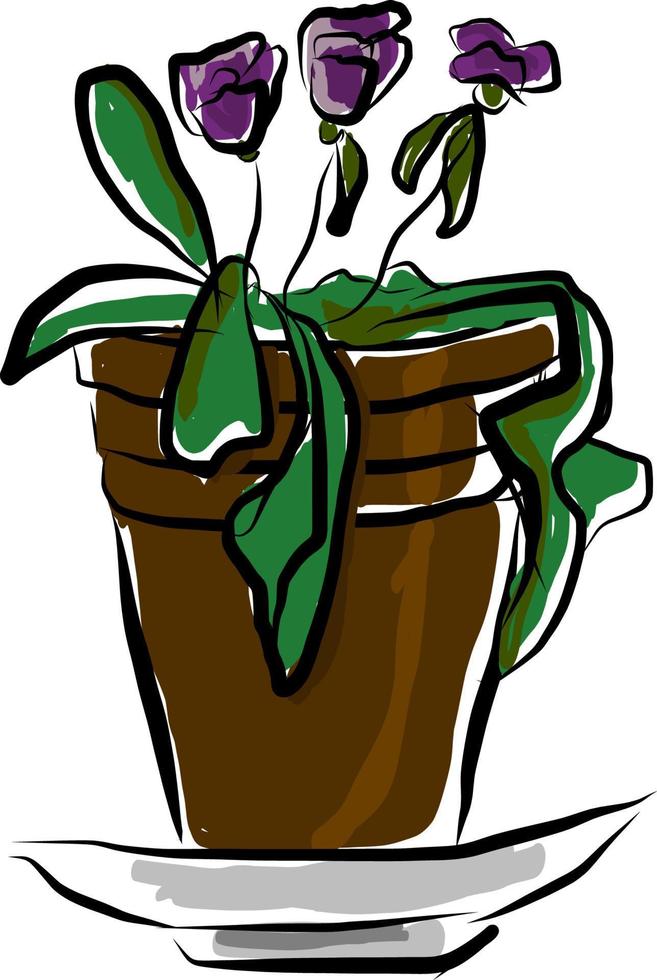 een bloem pot, vector of kleur illustratie.