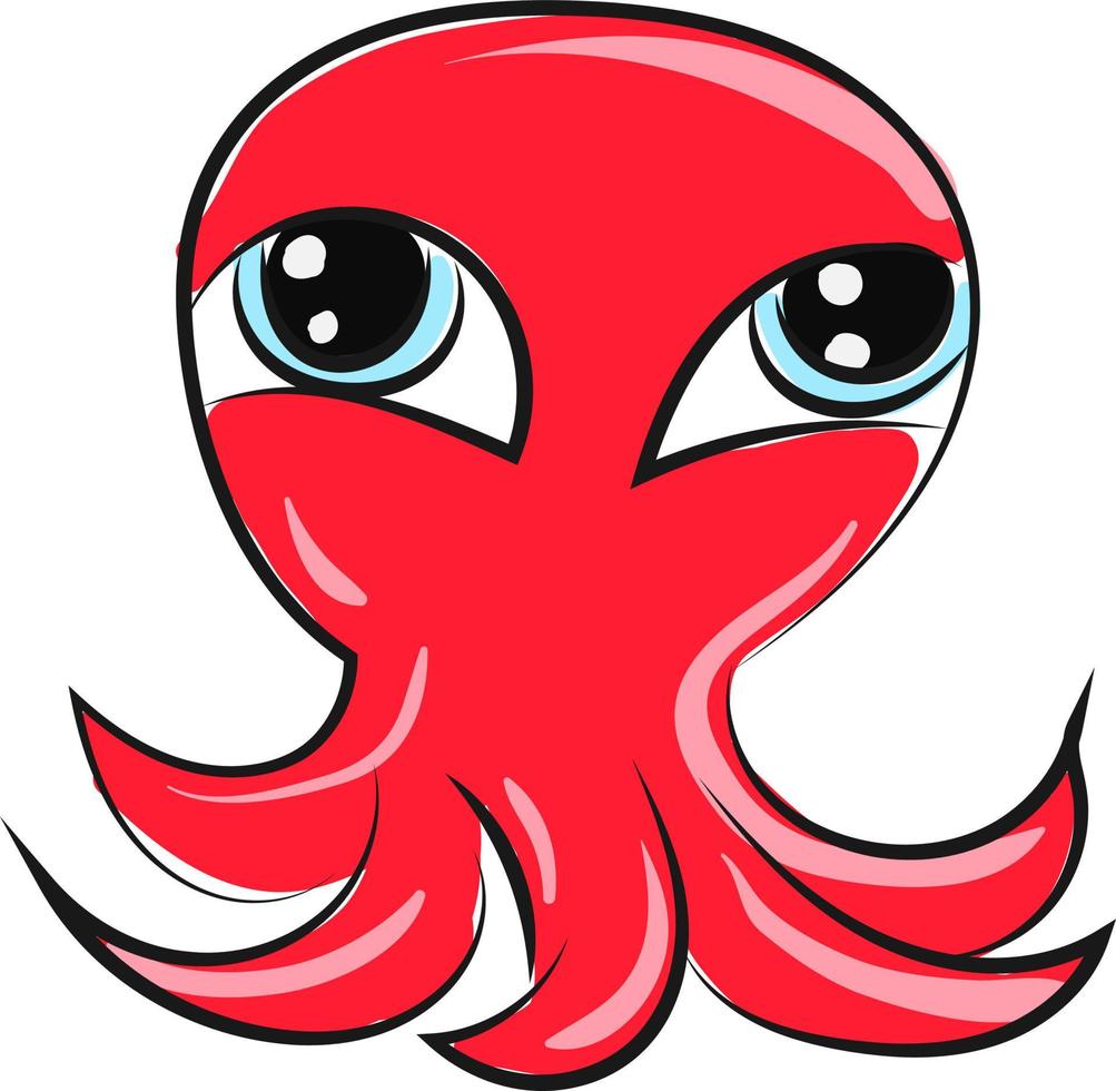 rood Octopus, illustratie, vector Aan wit achtergrond