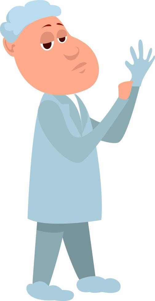 dokter met medisch handschoenen, illustratie, vector Aan wit achtergrond