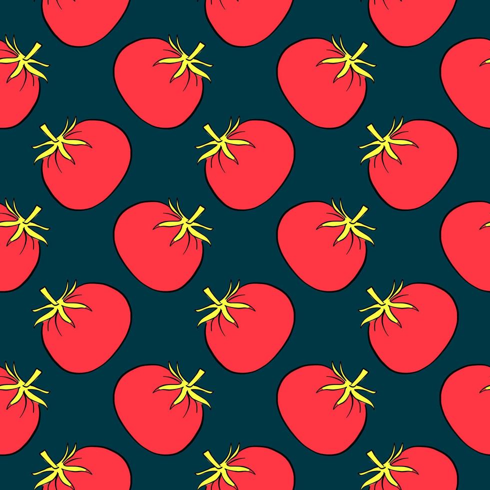 klein tomaat, naadloos patroon Aan donker grijs achtergrond. vector
