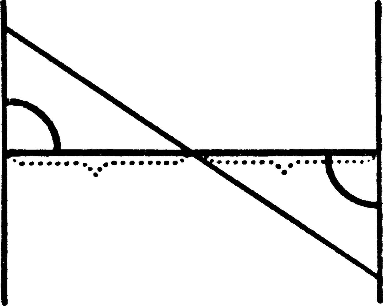 parallel lijnen besnoeiing door een loodrecht en transversaal, wijnoogst illustratie vector