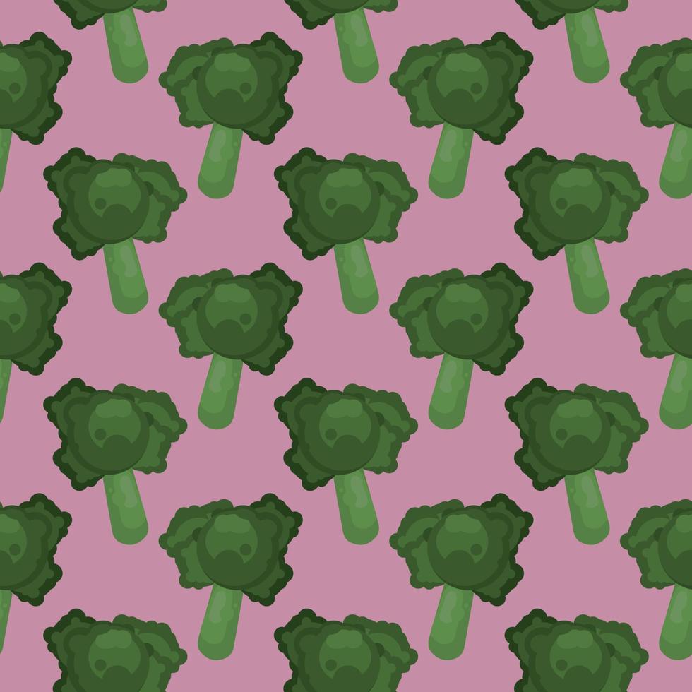 groen broccoli, naadloos patroon Aan donker Purper achtergrond. vector
