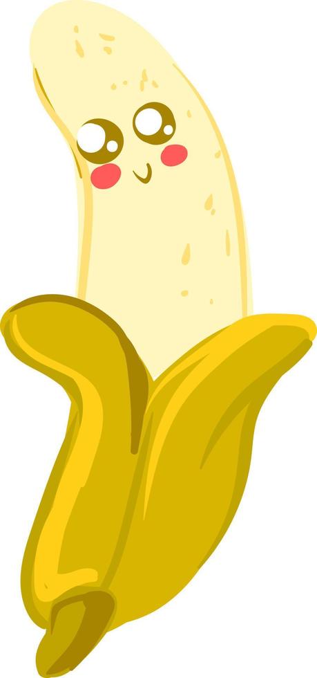 schattig banaan, illustratie, vector Aan wit achtergrond.