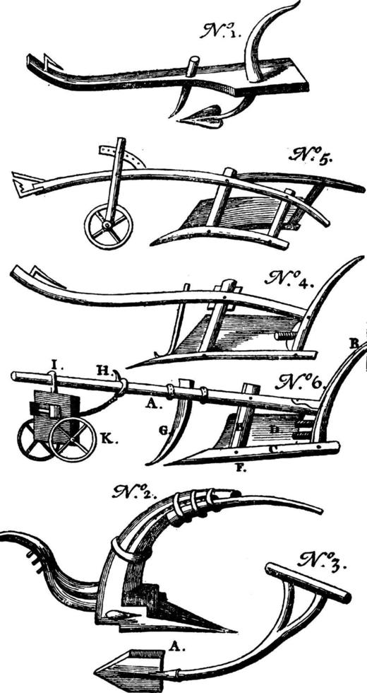 oude ploegen, wijnoogst illustratie. vector