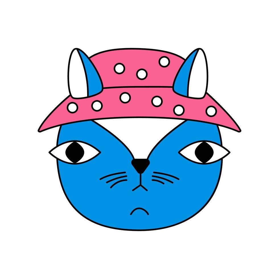 een kat met hippie bril. een katje in retro stijl. sticker voor kinderen, dier logo, icoon vector