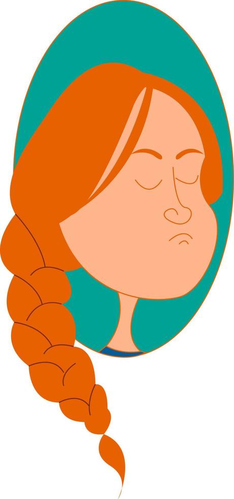 meisje met oranje haar, illustratie, vector Aan wit achtergrond.