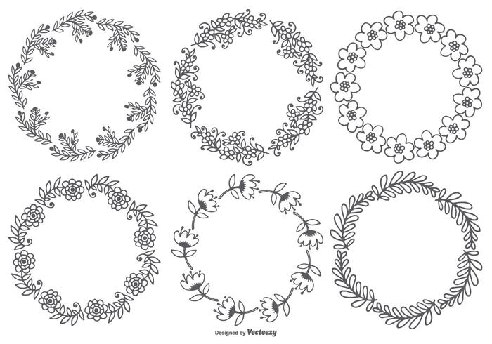 Leuke Schetsmatige Bloemen Frames vector