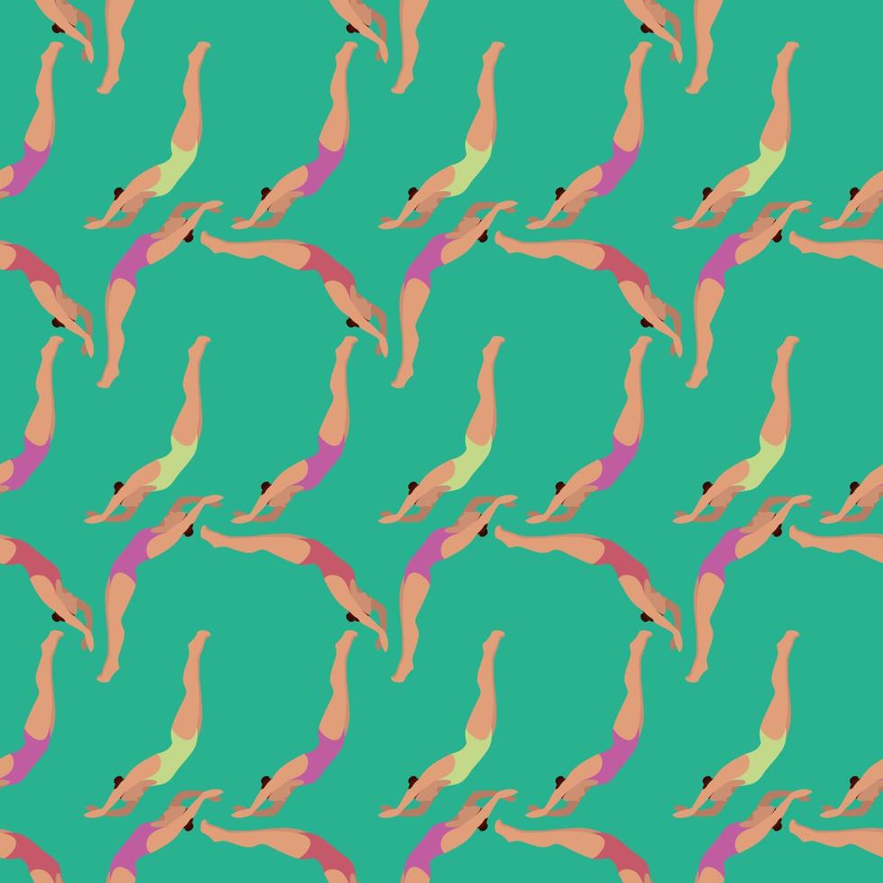vrouw duiken patroon, illustratie, vector Aan wit achtergrond