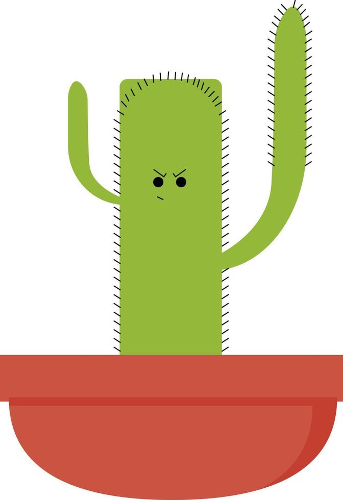 boos cactus in pot, illustratie, vector Aan wit achtergrond.