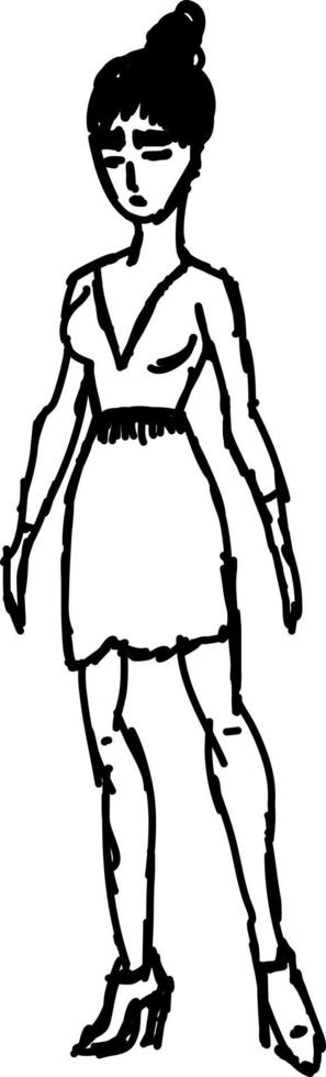 elegant meisje schetsen, illustratie, vector Aan wit achtergrond.