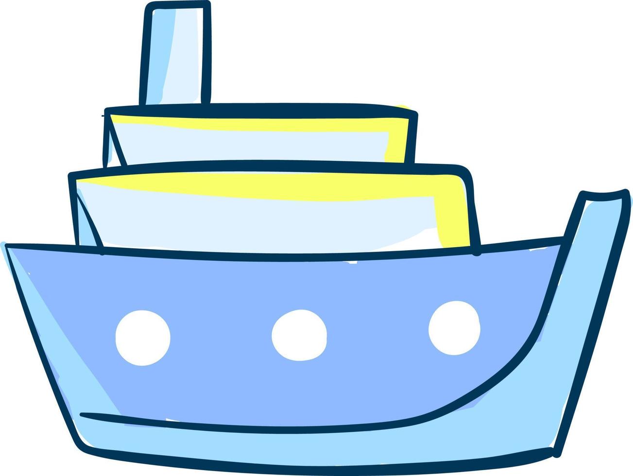 blauw groot schip, illustratie, vector Aan wit achtergrond.