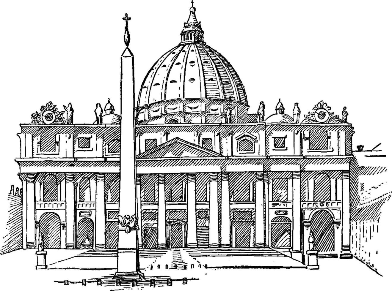 st peter in Rome, wijnoogst illustratie. vector