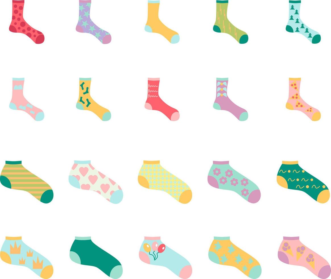 kleurrijk sokken, illustratie, vector, Aan een wit achtergrond. vector