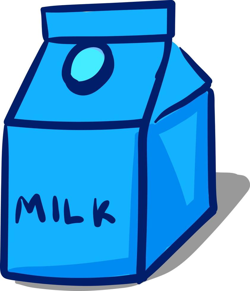 melk in blauw doos , illustratie, vector Aan wit achtergrond