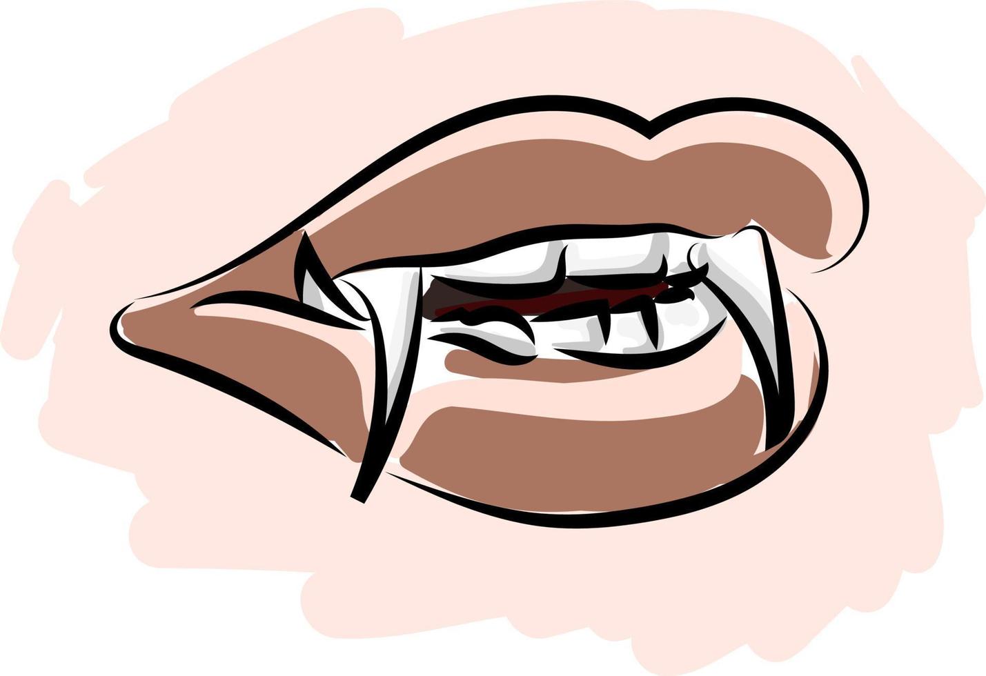 vampier mond, illustratie, vector Aan wit achtergrond.