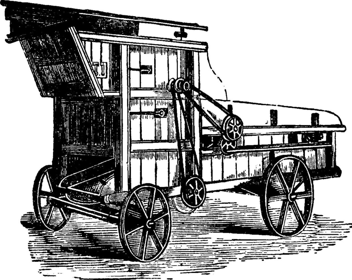 portable dorsmachine, wijnoogst illustratie. vector