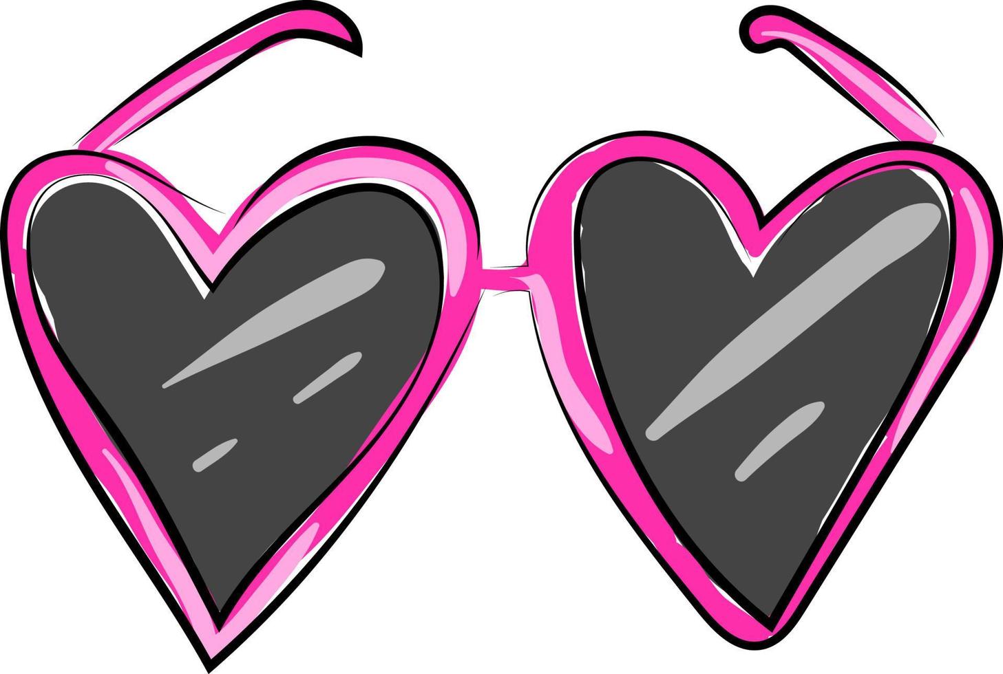 roze hart bril, illustratie, vector Aan wit achtergrond