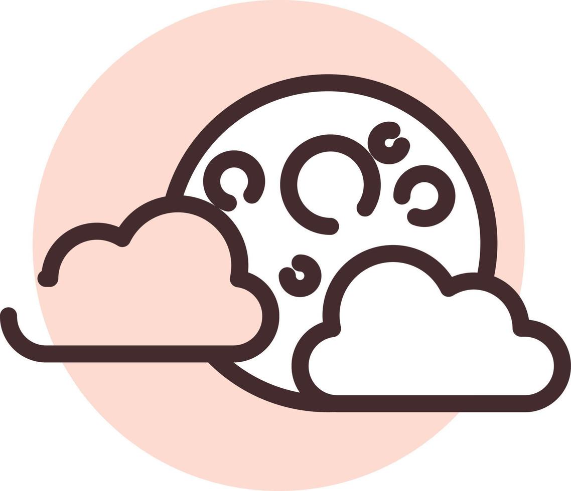 maan met wolken, illustratie, vector Aan een wit achtergrond.