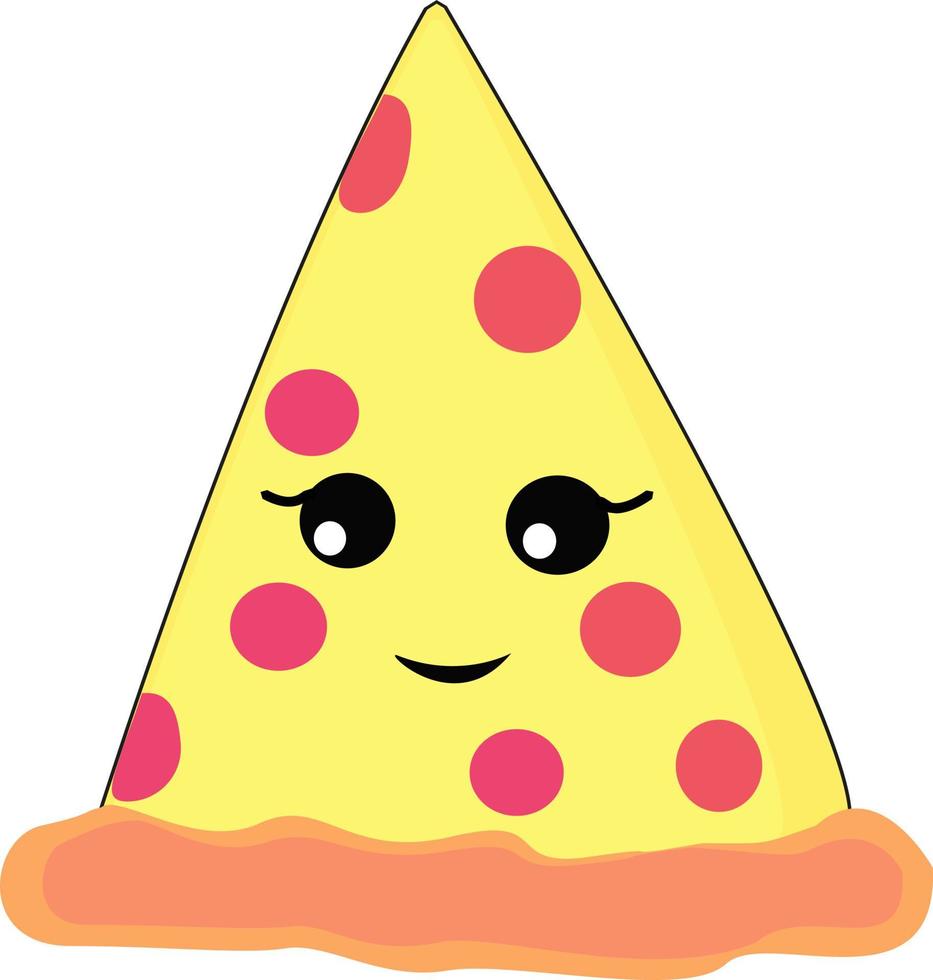 pizza glimlach, illustratie, vector Aan wit achtergrond.