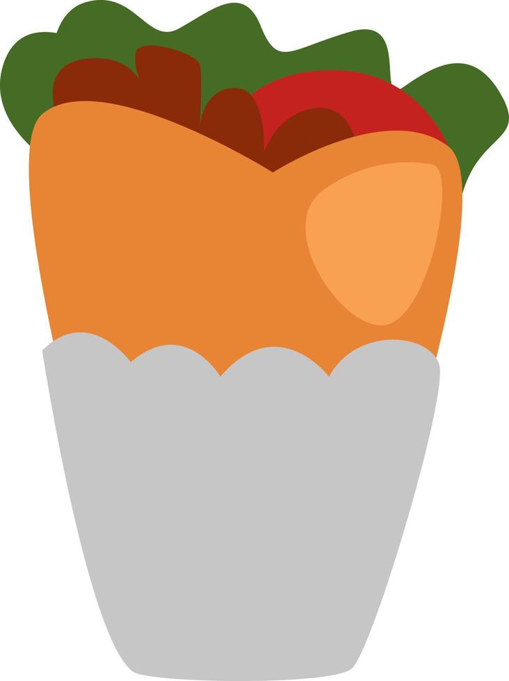 Fast food shoarma, illustratie, vector Aan een wit achtergrond.