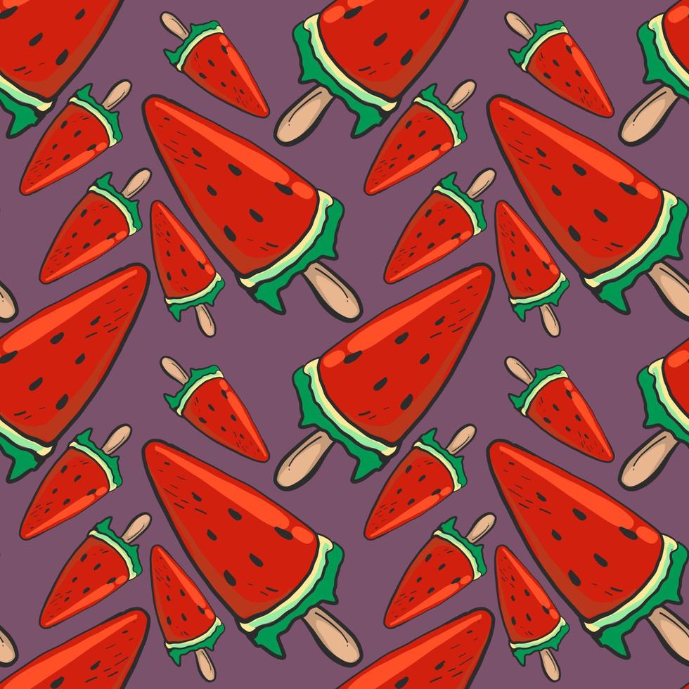 watermeloen ijs room patroon, illustratie, vector Aan wit achtergrond