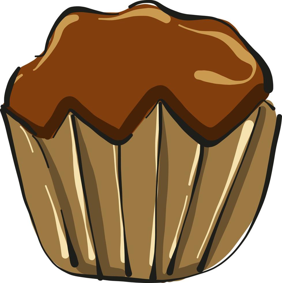 chocola muffin, illustratie, vector Aan wit achtergrond.