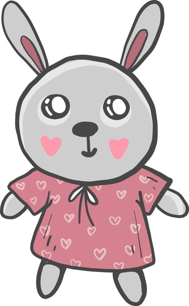 konijn in een jurk, illustratie, vector Aan wit achtergrond.