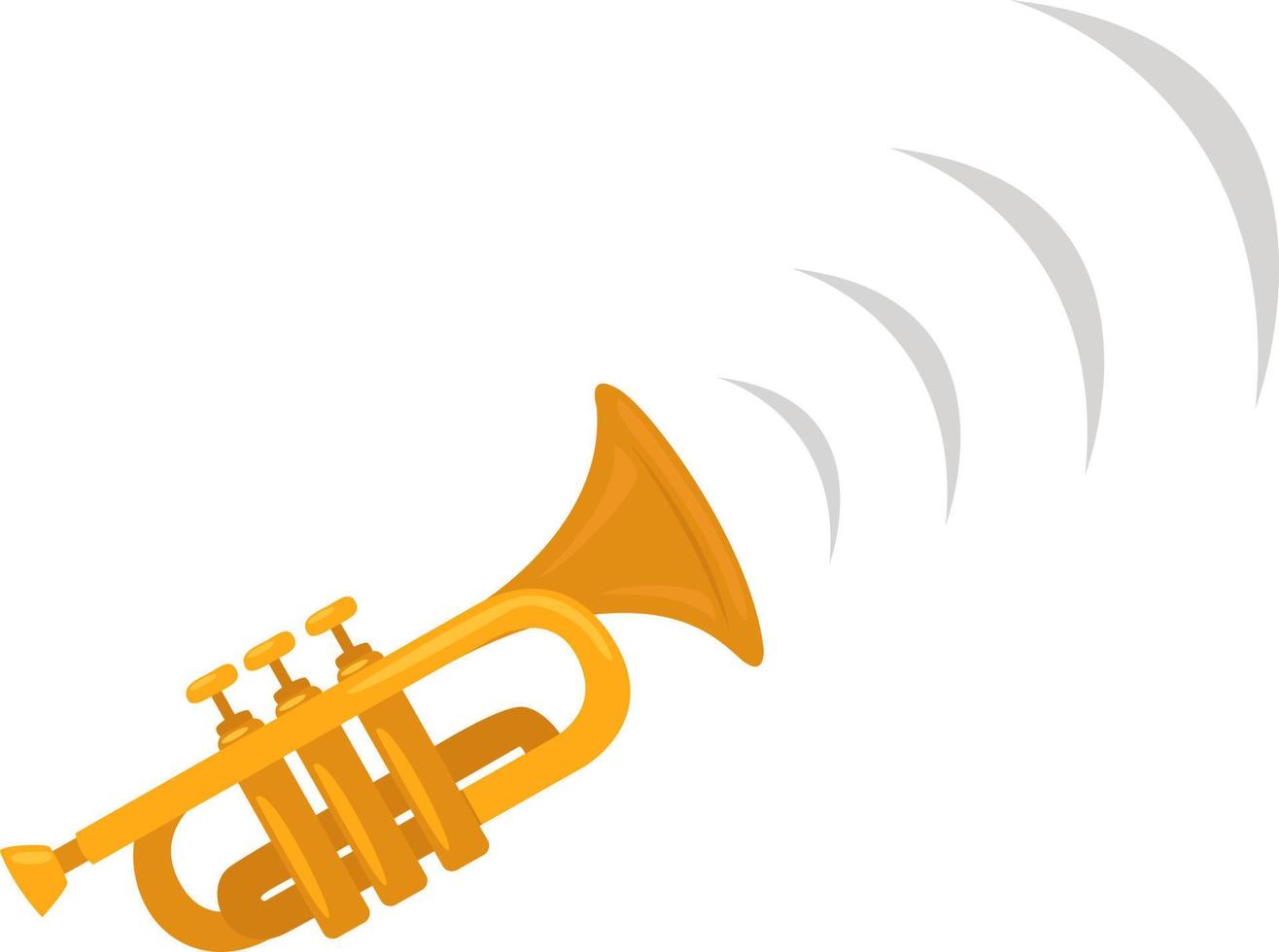 gouden trompet, illustratie, vector Aan wit achtergrond